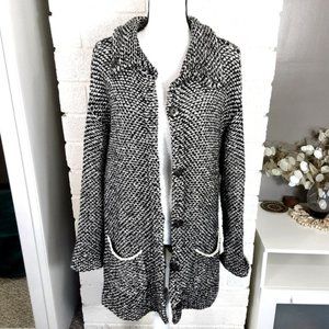 Eileen Fisher Long Line Snap Closure Knit Cardigan Sweater *Read*